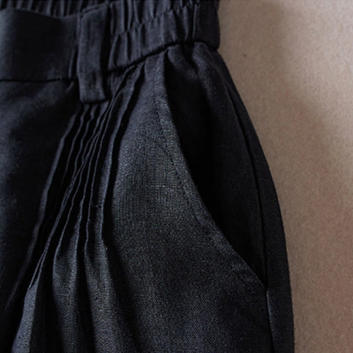 Buddha Stones夏 デイリー シンプル シワ加工 コットンリネン レディース ショートパンツ ポケット付き - image 10