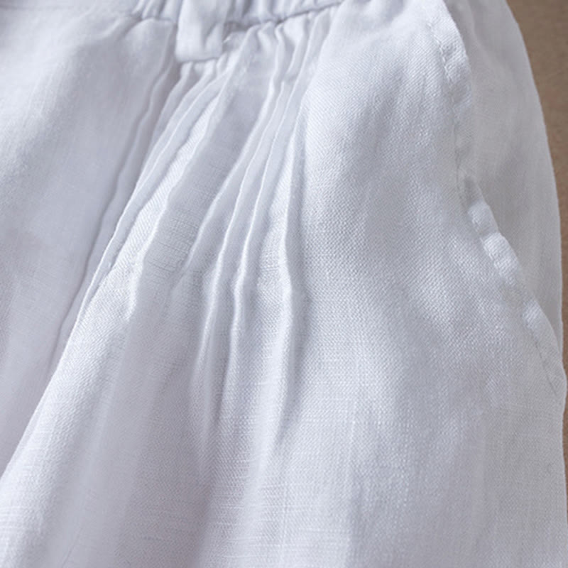 Buddha Stones夏 デイリー シンプル シワ加工 コットンリネン レディース ショートパンツ ポケット付き - image 17