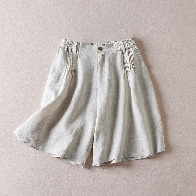 Buddha Stones夏 デイリー シンプル シワ加工 コットンリネン レディース ショートパンツ ポケット付き - ゲインズボロ - US8-10，UK/AU12-14，EU40-42 (2XL) - image 35