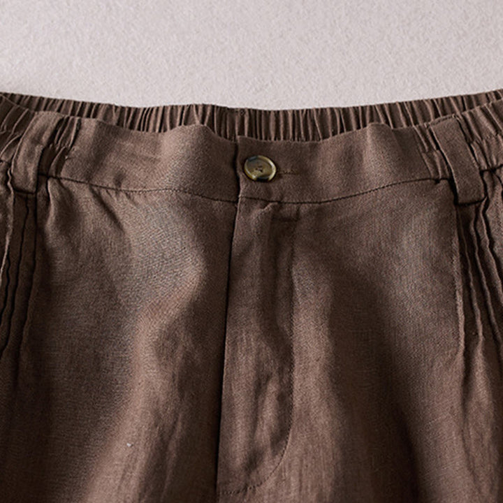 Buddha Stones夏 デイリー シンプル シワ加工 コットンリネン レディース ショートパンツ ポケット付き - image 23