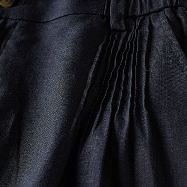 Buddha Stones夏 デイリー シンプル シワ加工 コットンリネン レディース ショートパンツ ポケット付き - image 11