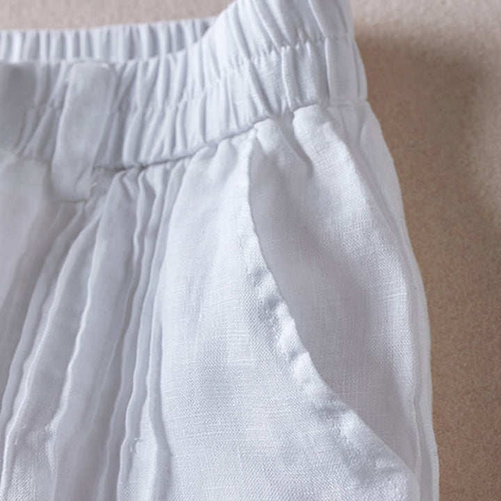 Buddha Stones夏 デイリー シンプル シワ加工 コットンリネン レディース ショートパンツ ポケット付き - image 18