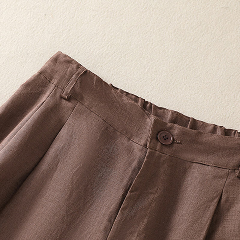 Buddha Stones夏カジュアル 純色 コットンリネン レディース ポケット付きショートパンツ - image 11