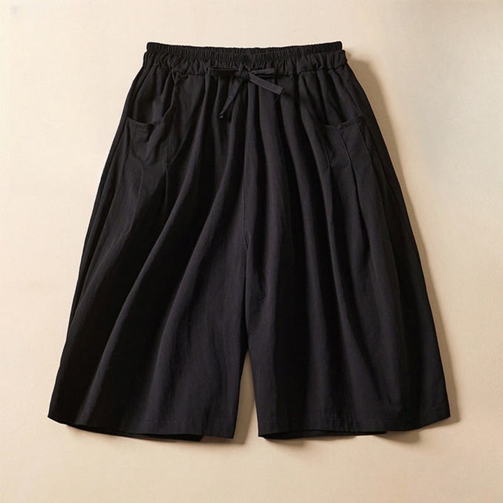 Buddha Stonesカジュアル 無地 シワデザイン ドローストリング コットン レディース ショートパンツ ポケット付き - 黒 - US8-10，UK/AU12-14，EU40-42 (2XL) - image 7