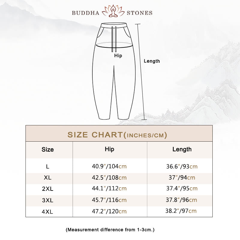 Buddha Stones無地デザイン コットン レディース パンツ - image 5