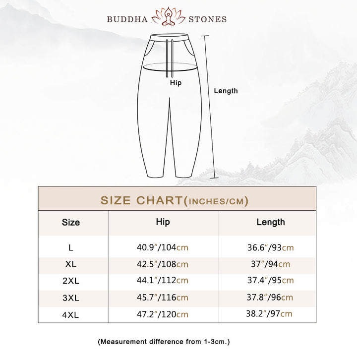 Buddha Stones無地デザイン コットン レディース パンツ - image 5