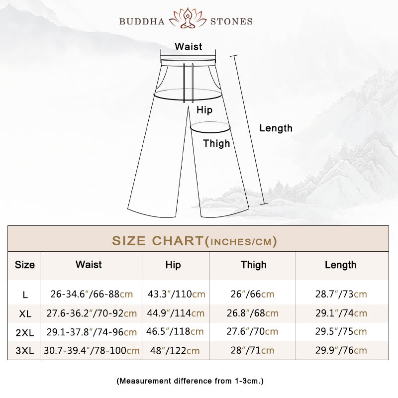 Buddha Stones無地 7-8丈 カプリ クロップドパンツ コットンリネン レディース ワイドレッグパンツ ポケット付き - image 5