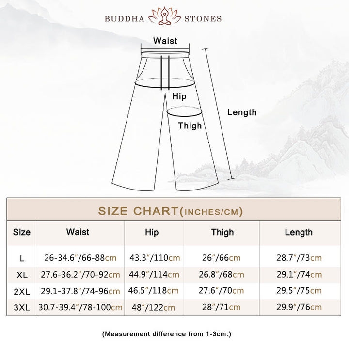 Buddha Stones無地 7-8丈 カプリ クロップドパンツ コットンリネン レディース ワイドレッグパンツ ポケット付き - image 5