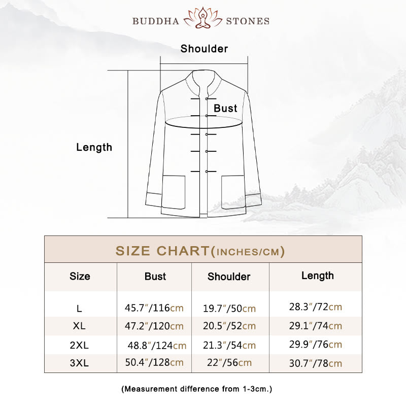 Buddha Stones2点セット 唐装 龍 カエルボタン メンズ 長袖 シャツ パンツ 衣類セット - image 6