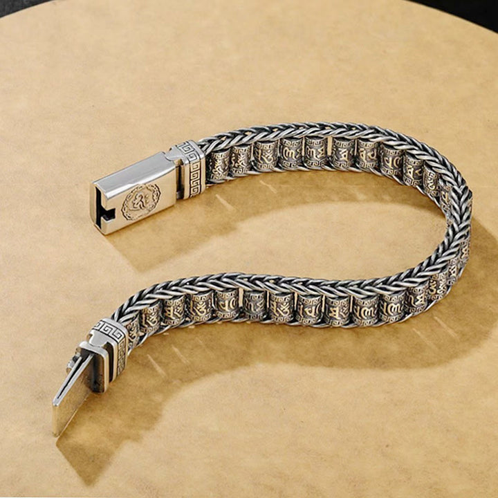 Buddha Stonesチベット銅バックルオーム・マニ・パドメ・フム平和メタルブレスレット - image 3