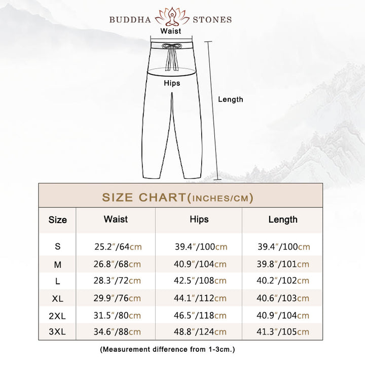 Buddha Stones レディース 無地コットン素材 ドローストリング サルエルパンツ ポケット付 - image 3