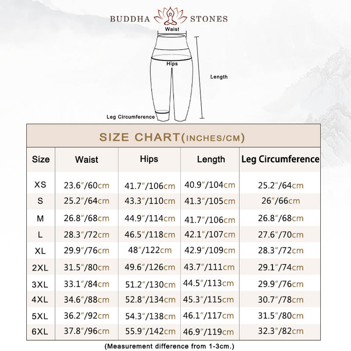 Buddha Stones、赤、青の花、緑の葉のデザイン、レディース 伸縮性ウエスト ハーレムパンツ - image 4