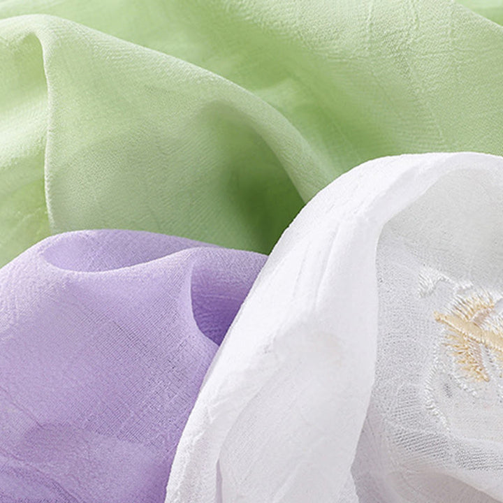 Buddha Stones刺繍植物花半袖無地フロッグボタンスタンドカラーレディースシャツ - image 28