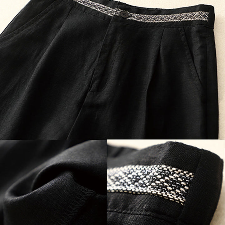 Buddha Stones夏用 無地 7-8丈 レディース ワイドレッグ クロップドパンツ ポケット付き ファスナー付き - image 22