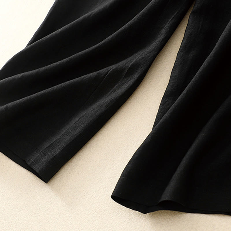 Buddha Stones夏 無地 7-8丈 コットンリネン レディース ワイドレッグパンツ ポケット付き ジッパー付き - image 20