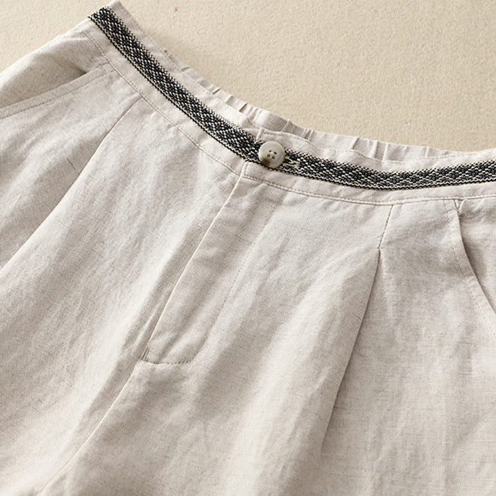 Buddha Stones夏 無地 7-8丈 コットンリネン レディース ワイドレッグパンツ ポケット付き ジッパー付き - image 6