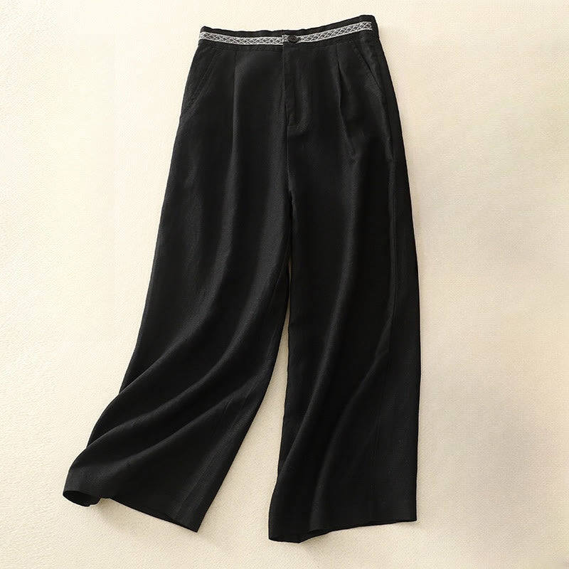 Buddha Stones夏用 無地 7-8丈 レディース ワイドレッグ クロップドパンツ ポケット付き ファスナー付き - 黒 - US8-10，UK/AU12-14，EU40-42 (2XL) - image 19