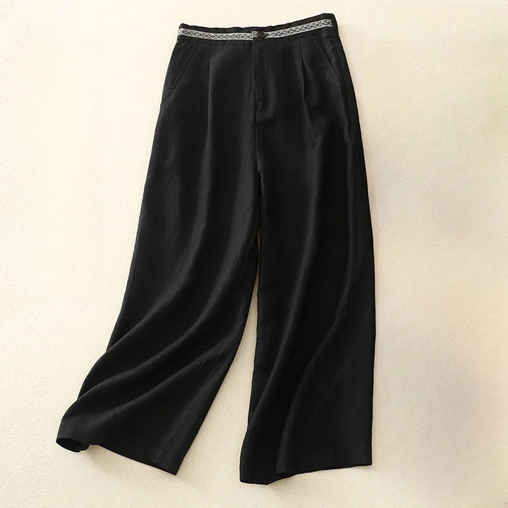 Buddha Stones夏用 無地 7-8丈 レディース ワイドレッグ クロップドパンツ ポケット付き ファスナー付き - 黒 - US8-10，UK/AU12-14，EU40-42 (2XL) - image 19