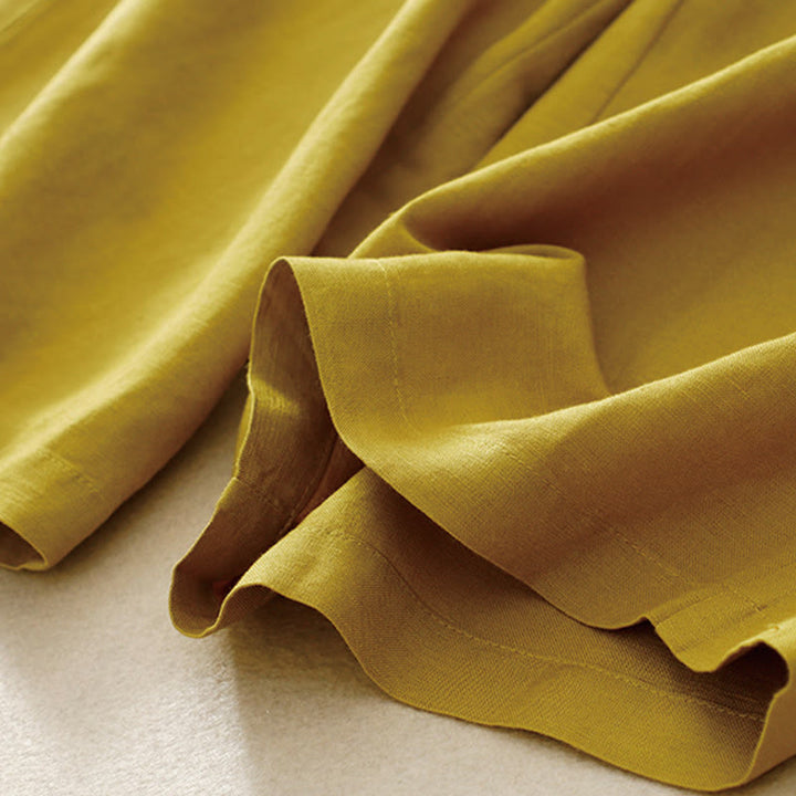 Buddha Stones夏 無地 7-8丈 コットンリネン レディース ワイドレッグパンツ ポケット付き ジッパー付き - image 2