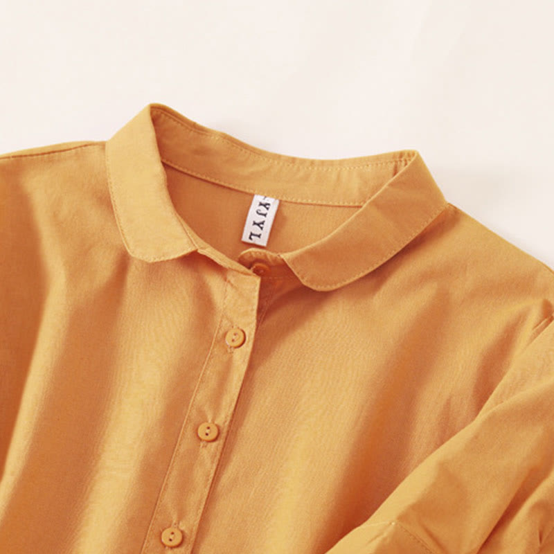 Buddha Stonesサマーボタンデザイン 半袖 コットンリネン ミディドレス ポケット付き - image 19