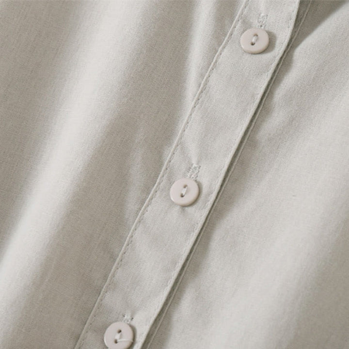 Buddha Stonesサマーボタンデザイン 半袖 コットンリネン ミディドレス ポケット付き - image 11