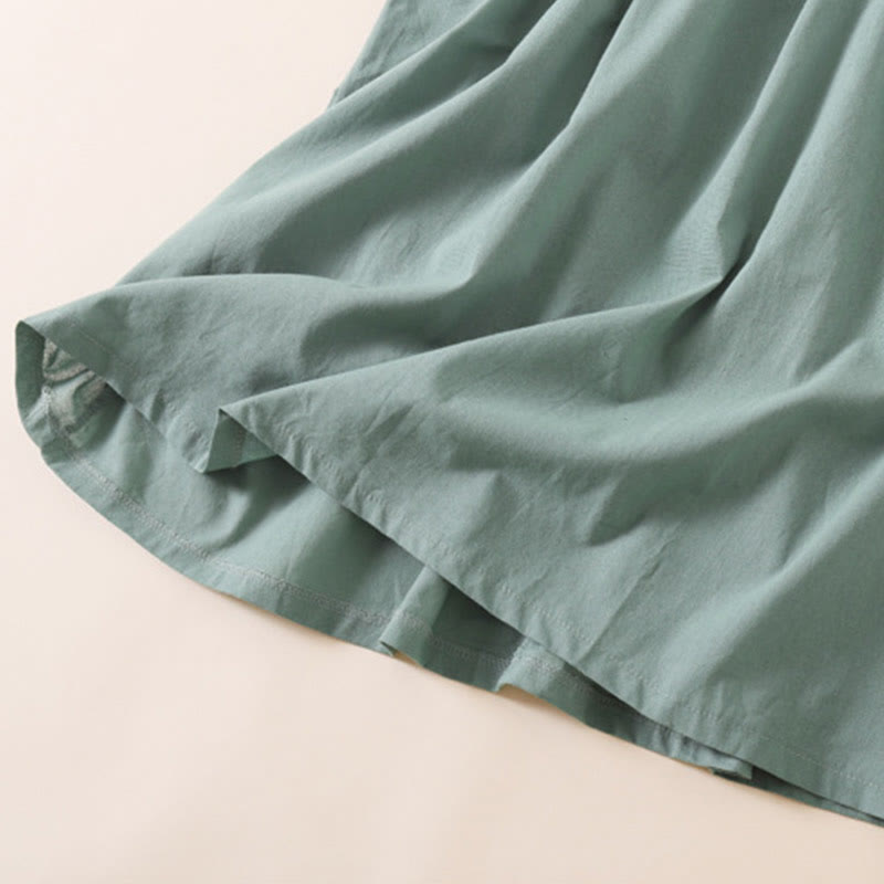 Buddha Stonesサマーボタンデザイン 半袖 コットンリネン ミディドレス ポケット付き - image 26