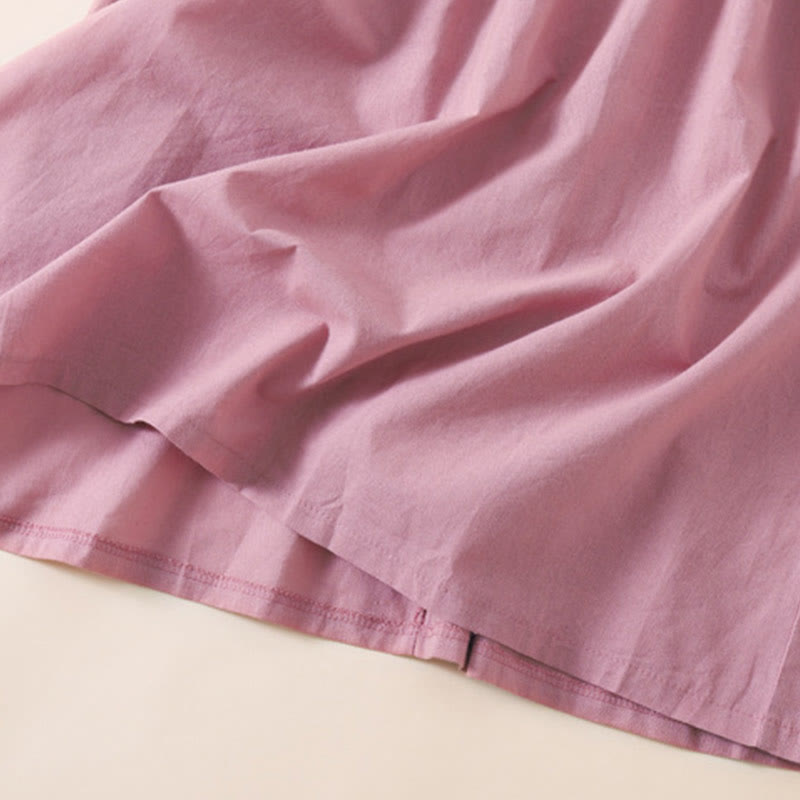 Buddha Stonesサマーボタンデザイン 半袖 コットンリネン ミディドレス ポケット付き - image 4