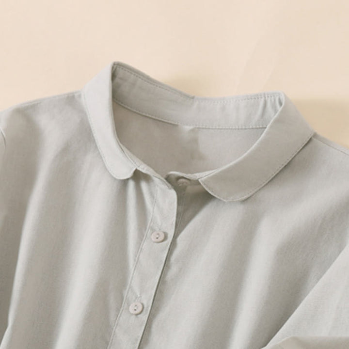 Buddha Stonesサマーボタンデザイン 半袖 コットンリネン ミディドレス ポケット付き - image 8