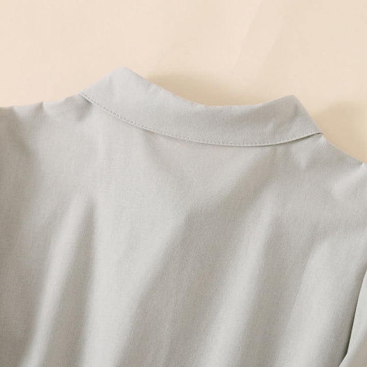 Buddha Stonesサマーボタンデザイン 半袖 コットンリネン ミディドレス ポケット付き - image 9