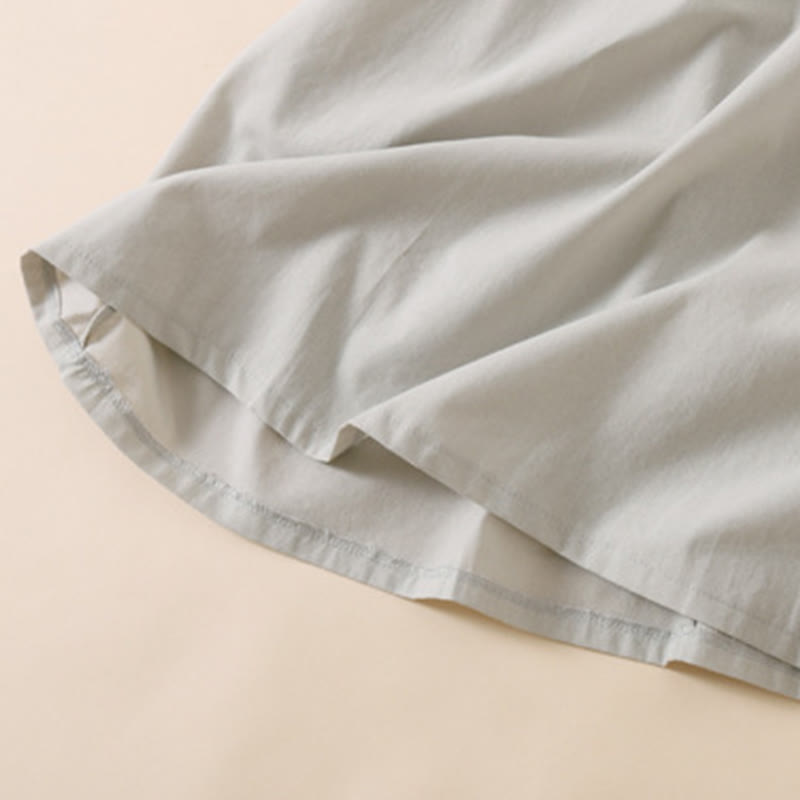 Buddha Stonesサマーボタンデザイン 半袖 コットンリネン ミディドレス ポケット付き - image 14