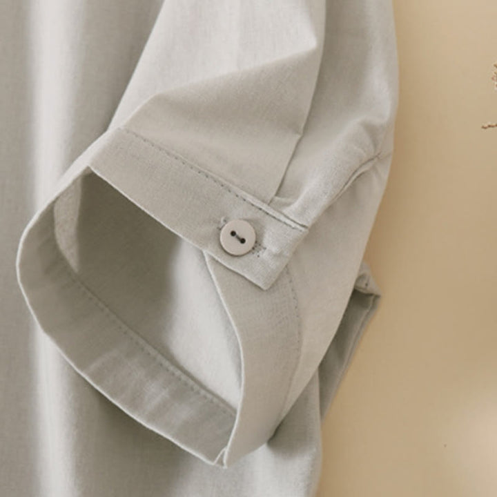 Buddha Stonesサマーボタンデザイン 半袖 コットンリネン ミディドレス ポケット付き - image 13