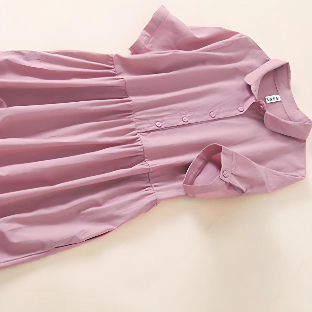 Buddha Stonesサマーボタンデザイン 半袖 コットンリネン ミディドレス ポケット付き - image 3