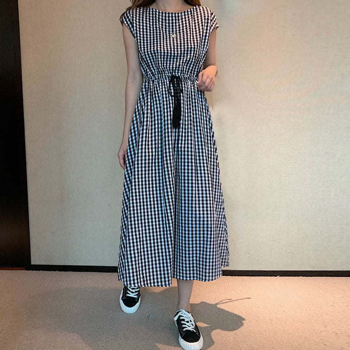 Buddha Stonesカジュアル イースタンウエスト ドローストリングデザイン 半袖 コットンリネン ミディドレス - グレー - US8-10，UK/AU12-14，EU40-42 (2XL) - image 24