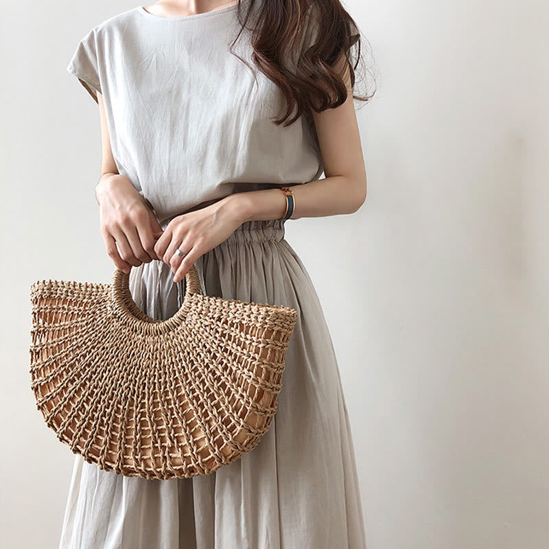 Buddha Stonesカジュアル イースタンウエスト ドローストリングデザイン 半袖 コットンリネン ミディドレス - image 4