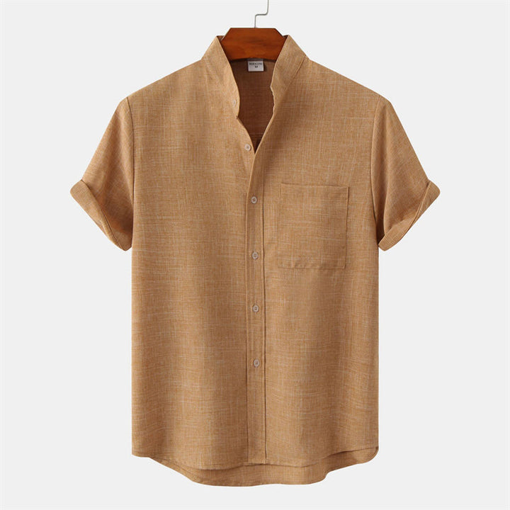 Buddha Stones夏物 メンズ ボタン付き 無地 半袖シャツ ポケット付き - サンディブラウン - US/UK/AU42、 EU52 (3XL) - image 21