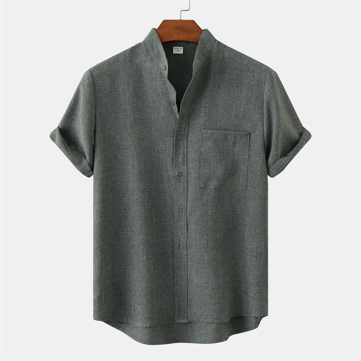 Buddha Stones夏物 メンズ ボタン付き 無地 半袖シャツ ポケット付き - ミディアムアクアマリン - US/UK/AU42、 EU52 (3XL) - image 28