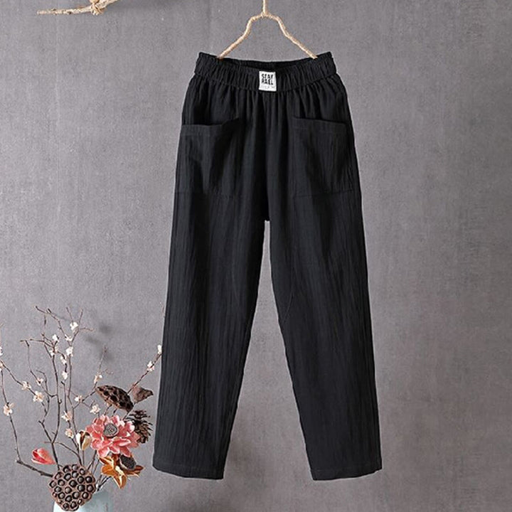 Buddha Stones夏 純色 伸縮性ウエスト レディース ハーレムパンツ ポケット付き - 黒 - US14、 UK/AU18、 EU46 (4XL) - image 2