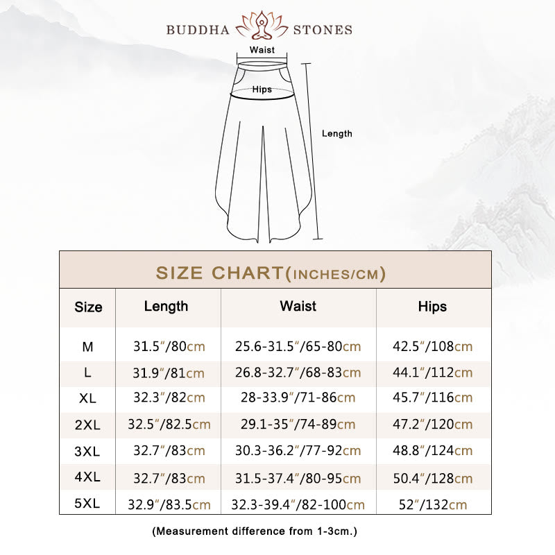 Buddha Stonesパッチワークデザイン ドローストリング コットン メンズ クロップドパンツ ポケット付き - image 3