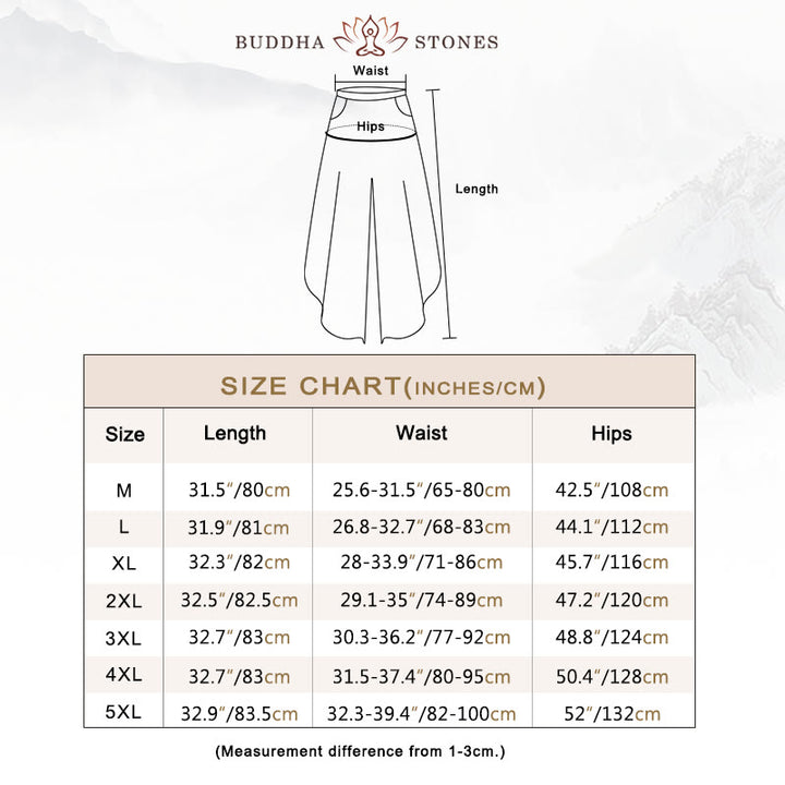 Buddha Stonesパッチワークデザイン ドローストリング コットン メンズ クロップドパンツ ポケット付き - image 3