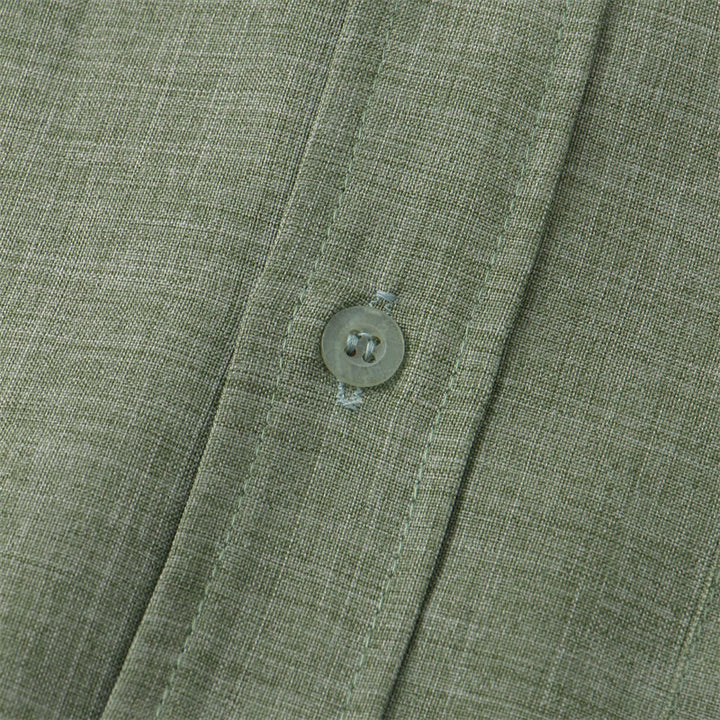 Buddha Stones夏 メンズ ボタン プレーン 半袖 コットンシャツ ポケット付き - image 4