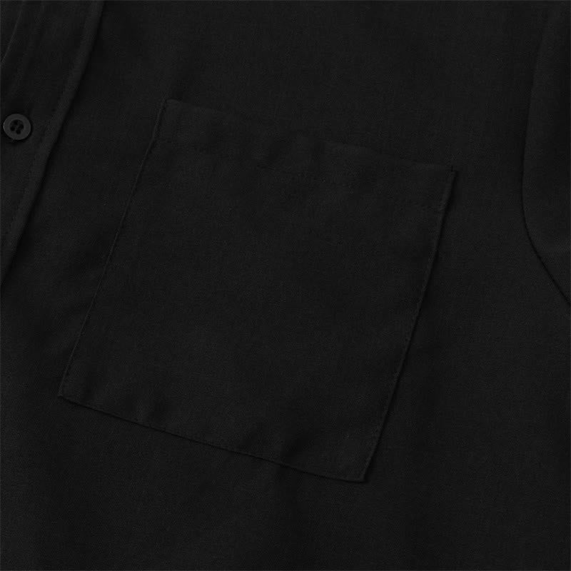 Buddha Stones夏 メンズ ボタン プレーン 半袖 コットンシャツ ポケット付き - image 12