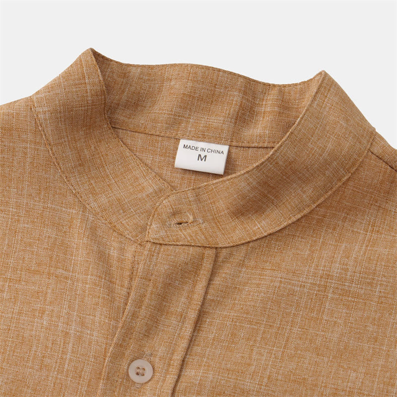 Buddha Stones夏 メンズ ボタン プレーン 半袖 コットンシャツ ポケット付き - image 24