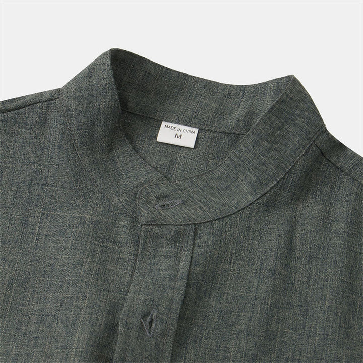 Buddha Stones夏 メンズ ボタン プレーン 半袖 コットンシャツ ポケット付き - image 30