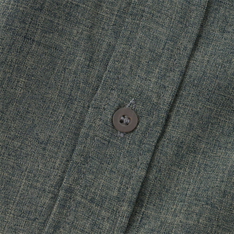 Buddha Stones夏 メンズ ボタン プレーン 半袖 コットンシャツ ポケット付き - image 32