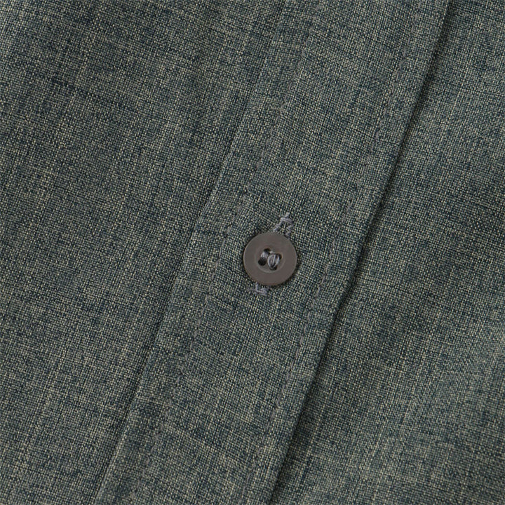 Buddha Stones夏 メンズ ボタン プレーン 半袖 コットンシャツ ポケット付き - image 32