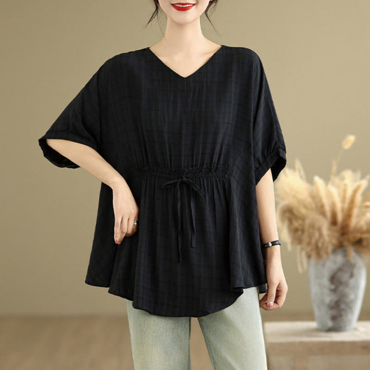 Buddha Stonesカジュアル 無地 半袖 半ボタン レディース Tシャツ - 黒 - US12、 UK/AU16、 EU44 (2XL) - image 6