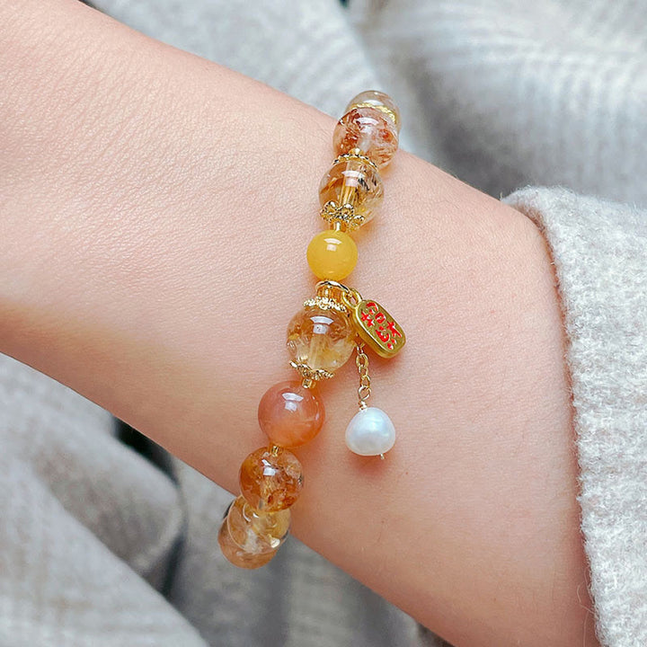 Buddha Stones天然シトリンビーズ ナフプレジャーブレスレット