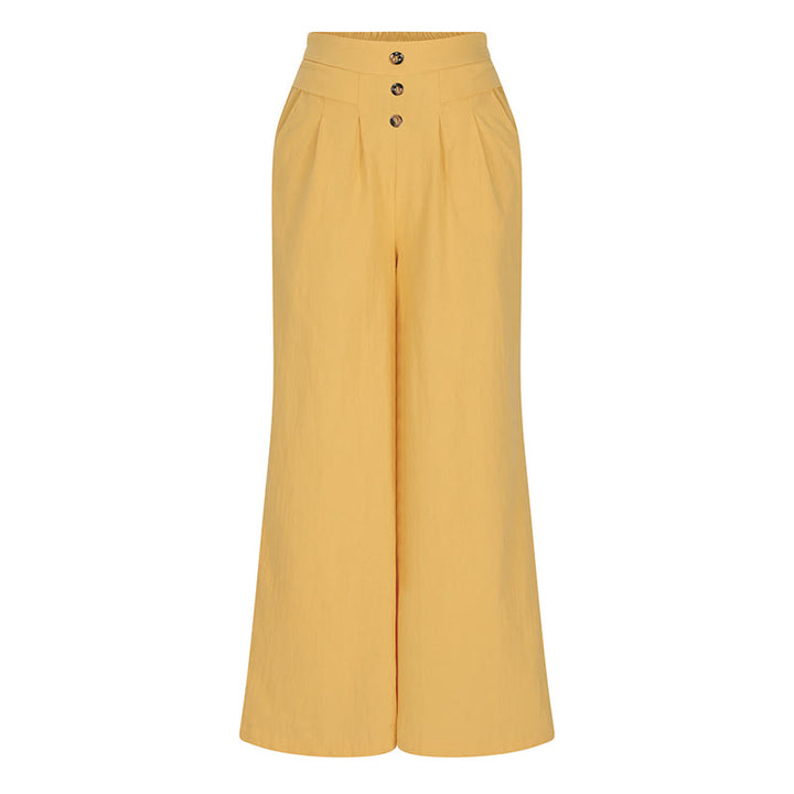 Buddha Stonesレトロ カジュアル ハイウエスト コットン レディース ワイドレッグパンツ ポケット付き - image 1