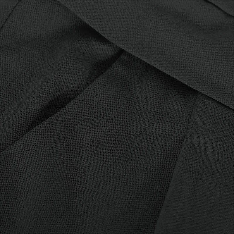 Buddha Stonesレトロ カジュアル ハイウエスト コットン レディース ワイドレッグパンツ ポケット付き - image 6