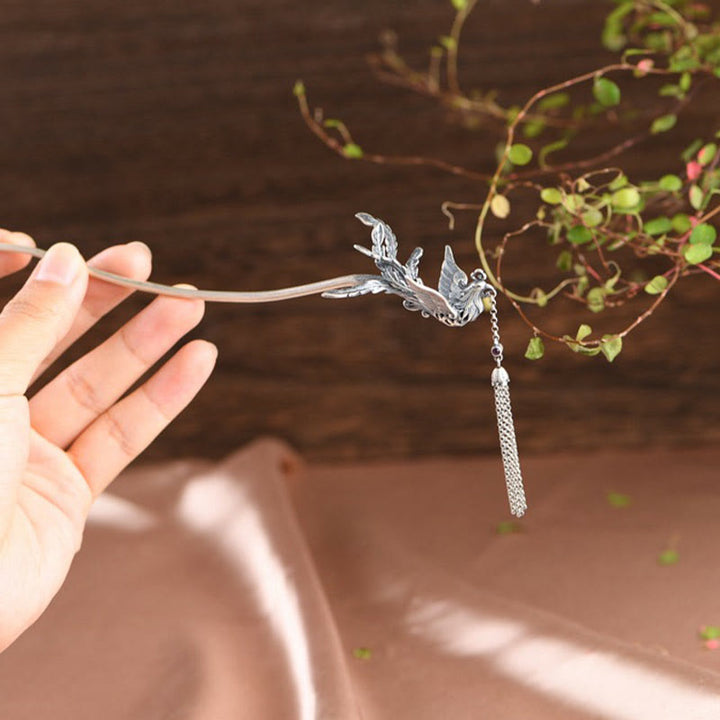 Buddha Stones925スターリングシルバー フェニックスタッセル プロテクションヘアピン - image 4